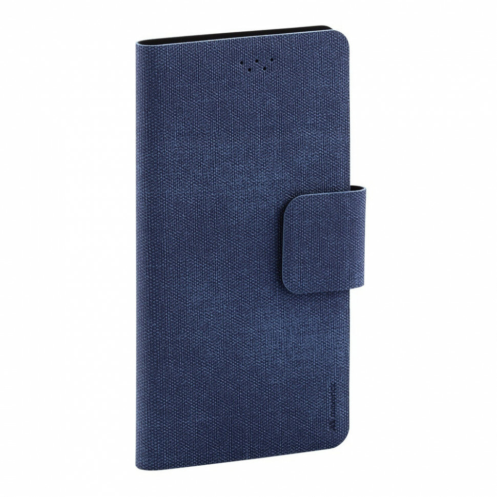 (Универсальный чехол-книжка для смартфонов "Maverick" Slimcase, упаковка пластик, размер 5,0-5,2", L, джинсовый, синий)