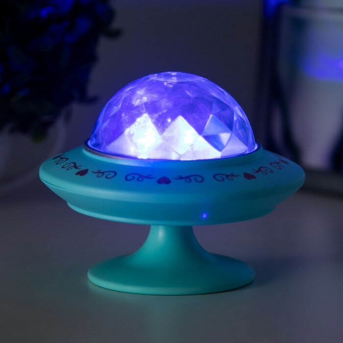 Ночник-проектор "Фьюжн" LED 3хLR44 диско, голубой 12х12х10 см RISALUX - фотография № 3