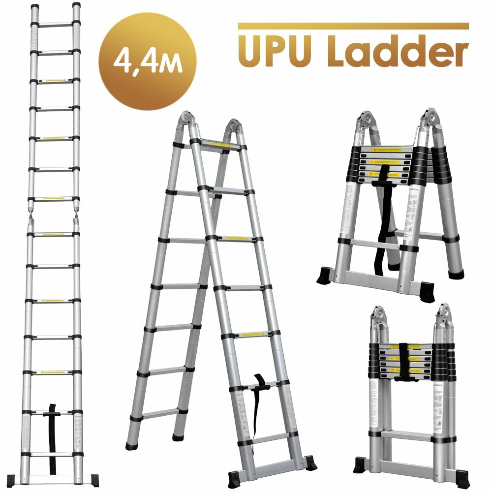 Лестница-трансформер телескопическая алюминиевая UPU Ladder UP440D 4,4 м