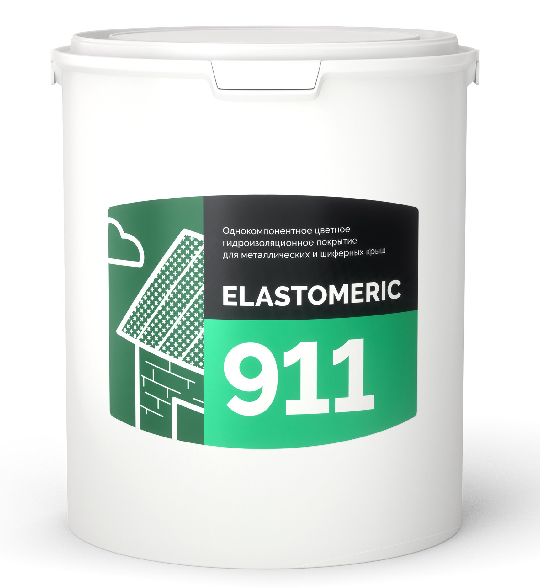 Эластичное покрытие для гидроизоляции и окраски металлических крыш Elastomeric-911, 6кг, RAL 6002 зеленая листва - фотография № 1