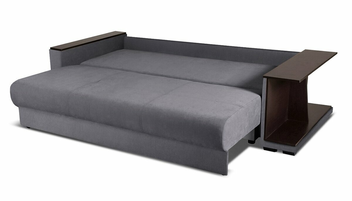 Прямой диван кровать AH!DIVAN (АхДиван) Анкона А 248х105х84, раскладной механизм еврокнижка, БНП, темно-серый велюр, правый - фотография № 6