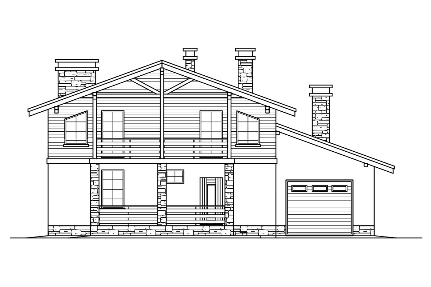 57-83XL-Catalog-Plans - Проект двухэтажного дома из газобетона с террасой - фотография № 1
