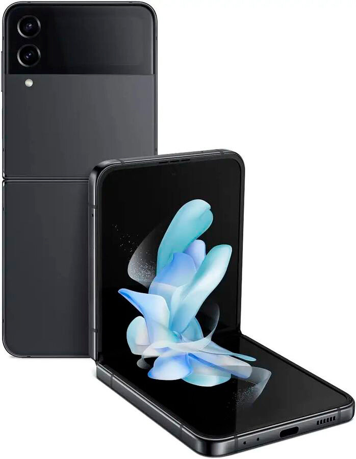 Смартфон Samsung SM-F721B Galaxy Z Flip 4 128Gb 8Gb графитовый раскладной 3G 4G 2Sim 6.7" 1080x2640 Android 12 12Mpix 802.11 a/b/g/n/ac/ax NFC GPS GSM900/1800 GSM1900 TouchSc Ptotect