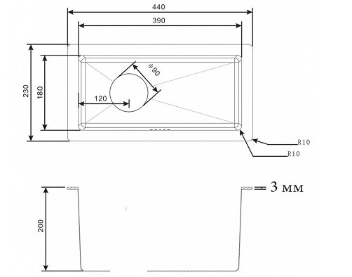 Мойка кухонная 23 см ZORG INOX PVD (SZR-2344-G BRONZE), бронза - фотография № 2