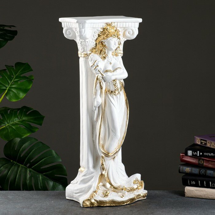 фото Колонна "С девушкой" белое золото 65см