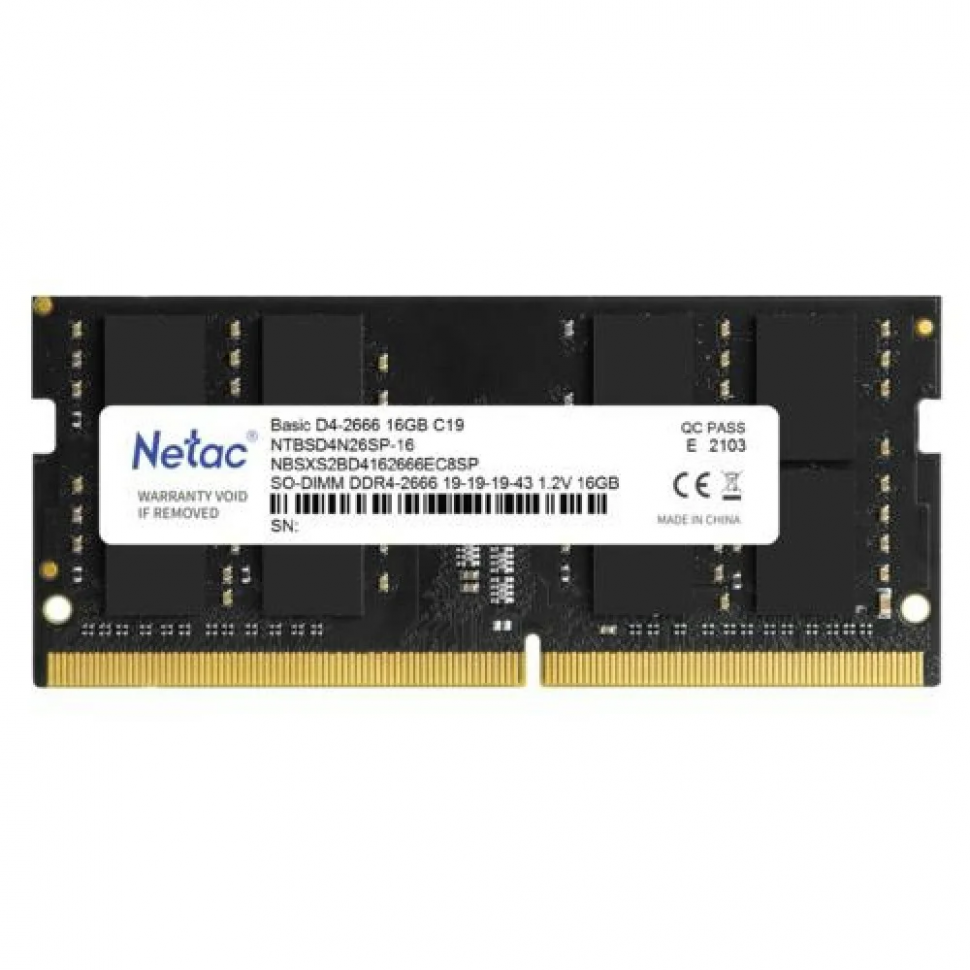 Оперативная память Netac NTBSD4N26SP-16 DDR4 1x16 GB DIMM для ПК