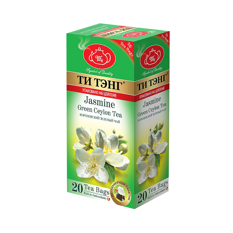 Чай зелёный ТМ Ти Тэнг - Жасмин, пакетированный, 20 пак, 40 г.