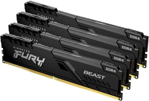 Оперативная память Kingston FURY Beast 64 ГБ (16 ГБ x 4 шт.) DDR4 3600 МГц DIMM CL18 KF436C18BBK4/64