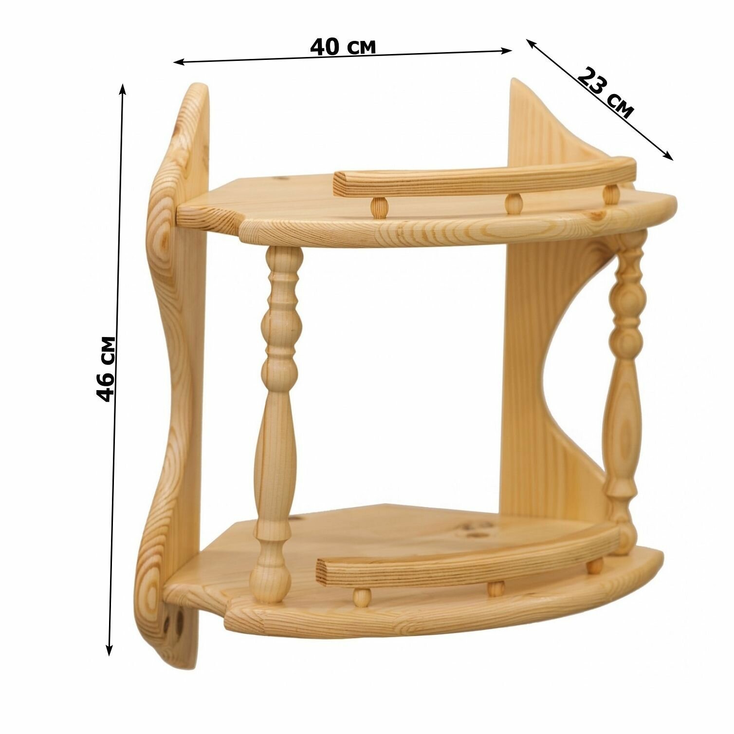 Полка настенная угловая 2-ая (с балясинами) №42 40х23х46 см