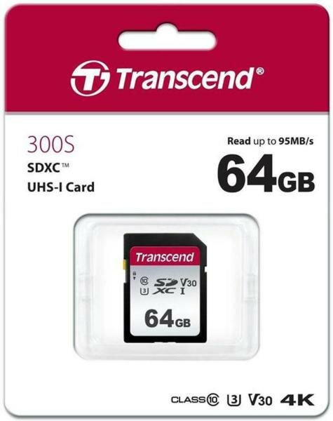 Флеш-накопитель Transcend Карта памяти Transcend 64GB UHS-I U3 SD card TS64GSDC300S