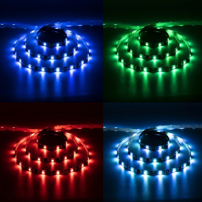 Комплект светодиодной ленты Luazon Lighting 3 м, IP65, SMD5050, 30 LED/м, USB, пульт ДУ, RGB - фотография № 1