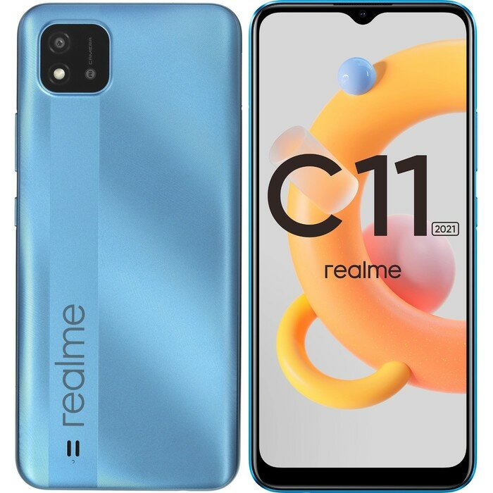 Смартфоны Realme Смартфон Realme С11 2021, 6.52", LCD, 2 sim, 2 Гб, 32 Гб, 8 Мп, 5000 мАч, NFC, голубой