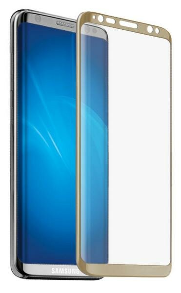 Защитное стекло DF sColor-18 для Samsung Galaxy S8 3D с рамкой золотистый