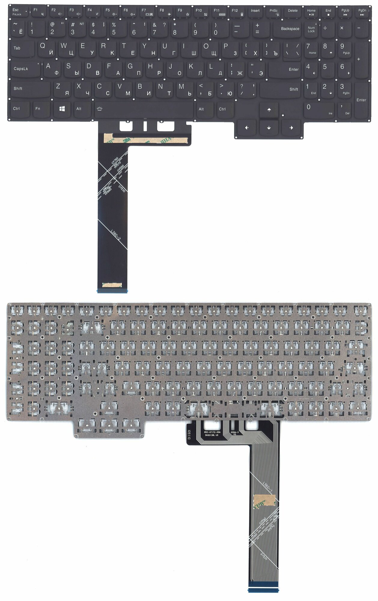 Клавиатура для ноутбука Lenovo Legion Pro 7 16IRX8 подсветка p/n: PH5CYPerkey-RU PH5CYXBG-4T 1 шт