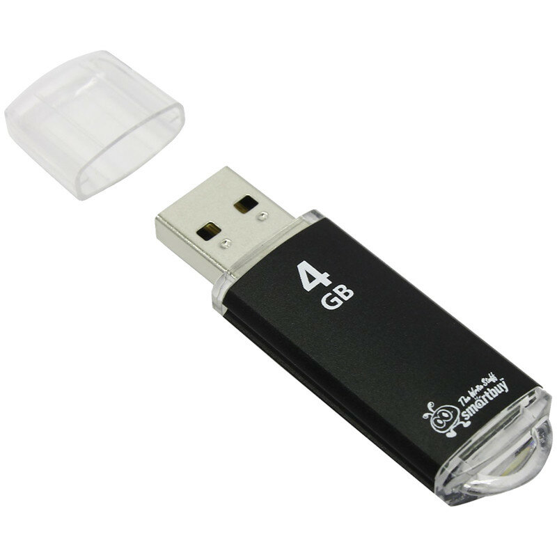 Память Smart Buy "V-Cut" 4GB, USB 2.0 Flash Drive, черный (металл. корпус ) ( Артикул 227881 )