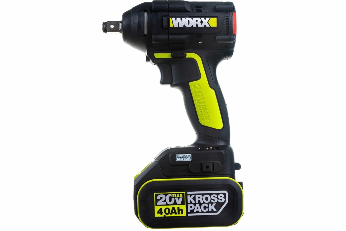 Аккумуляторный ударный бесщеточный гайковерт WORX Professional WU279.1 20В, 360Нм, 4Ач х2, ЗУ 6А, сумка WU279.1 - фотография № 1