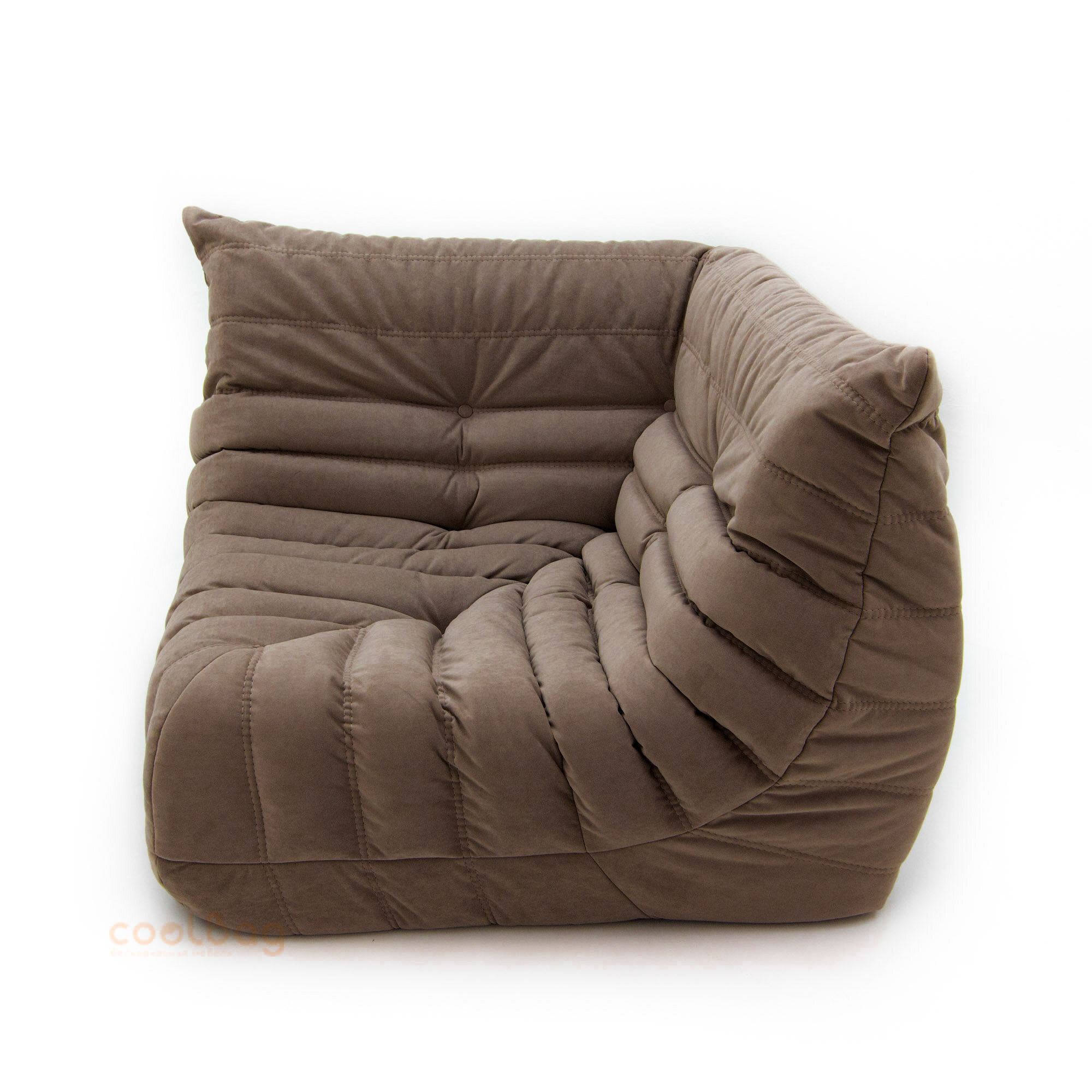 Кресло угловое бескаркасное "Француз Формула" Coolbag (90 см, велюр, коричневый) - фотография № 1