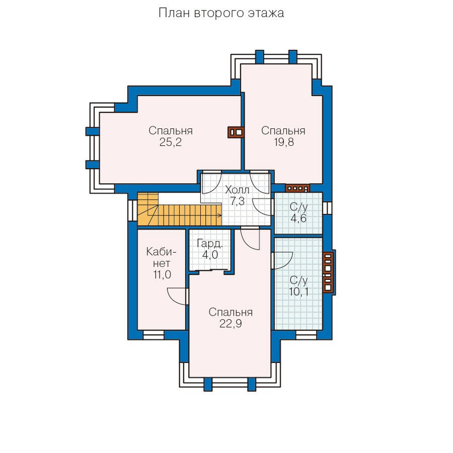 58-87T-Catalog-Plans - Проект двухэтажного дома из газобетона с террасой - фотография № 3