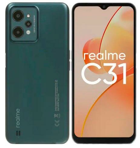 Смартфон Realme C31 64Gb 4Gb зеленый моноблок 3G 4G 6.52" 720x1600 Android 11 13Mpix 802.11 b/g/n NFC GPS GSM900/1800 GSM1900 TouchSc microSD