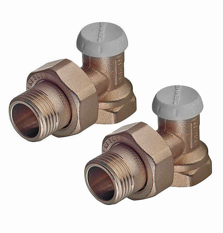 фото Клапан (вентиль) запорный угловой Tiemme (3230001) 1/2 НР(ш) х 1/2 ВР(г) для радиатора (2 шт.)