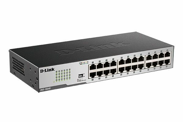 Неуправляемый коммутатор D-Link DGS-1024D/I2A с 24 портами 10/100/1000Base-T