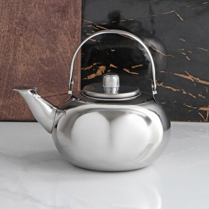 Чайник из нержавеющей стали «Арес», 1,2 л, металлическое сито, цвет хромированный - фотография № 1