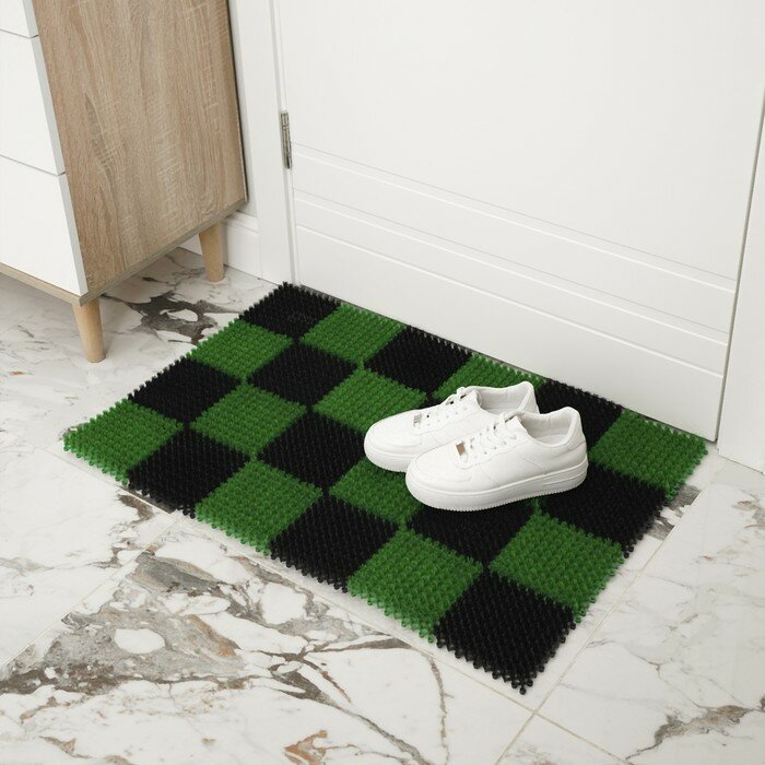 Покрытие ковровое щетинистое «Травка», 54×81 см, цвет чёрно-зелёный - фотография № 7