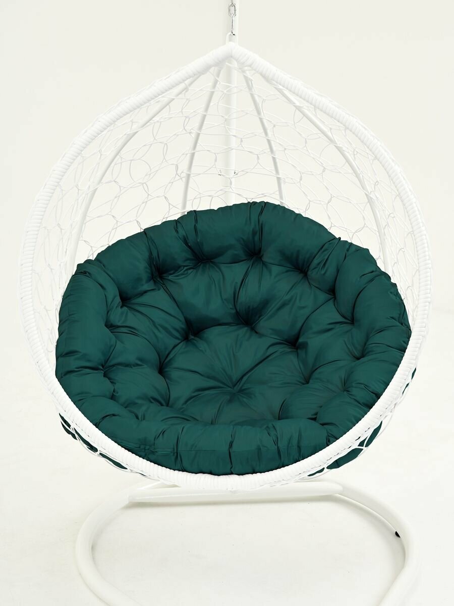 Подвесное кресло кокон садовое Barberries Yova Bubble. Стойка белая до 125 кг, подушка круглая зеленая - фотография № 3