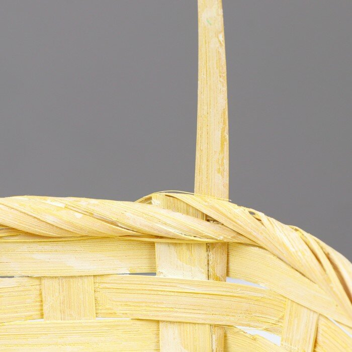 Корзина плетеная, d-14х13 h-6,5х11х20 см, желтый, бамбук - фотография № 4