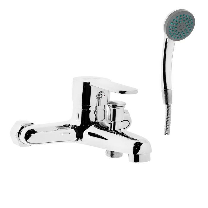 фото Смеситель для ванны ZEIN Z0152, картридж 35 мм, с душевым набором, хром