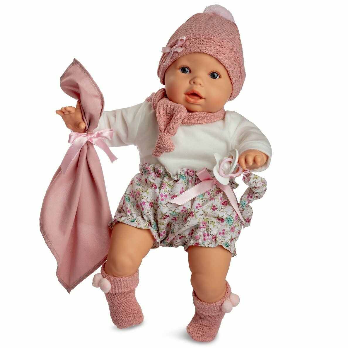 Кукла Берхуан (Бержуан) Девочка в розовом шарфике, плачущая (Baby Lloron Braguita Flores Rosa)