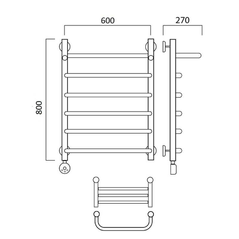 Полотенцесушитель электрический Aquanerzh Скоба 00-07A8060_L с полкой
