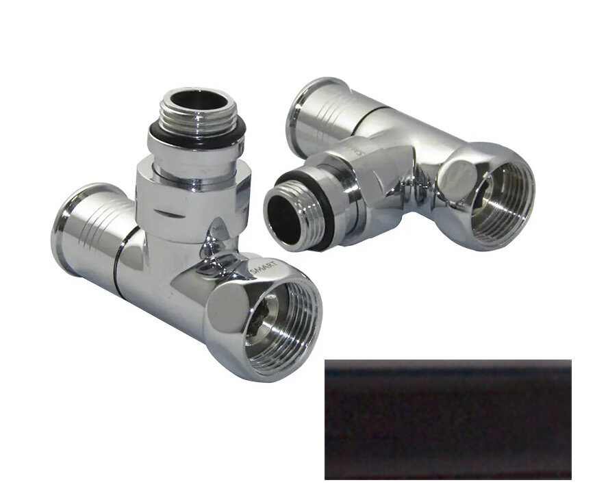 фото Energy Кран-Вентиль угловой, ручка колп., 3/4"х1/2"г/ш черный матовый пара