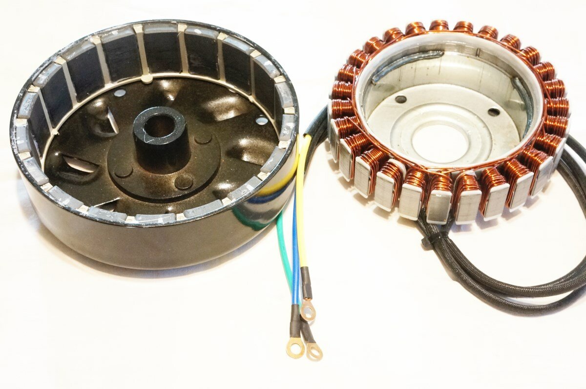 Мощный генератор (ротор+статор) 48 вольт 4000 ватт для автоматического резервного питания