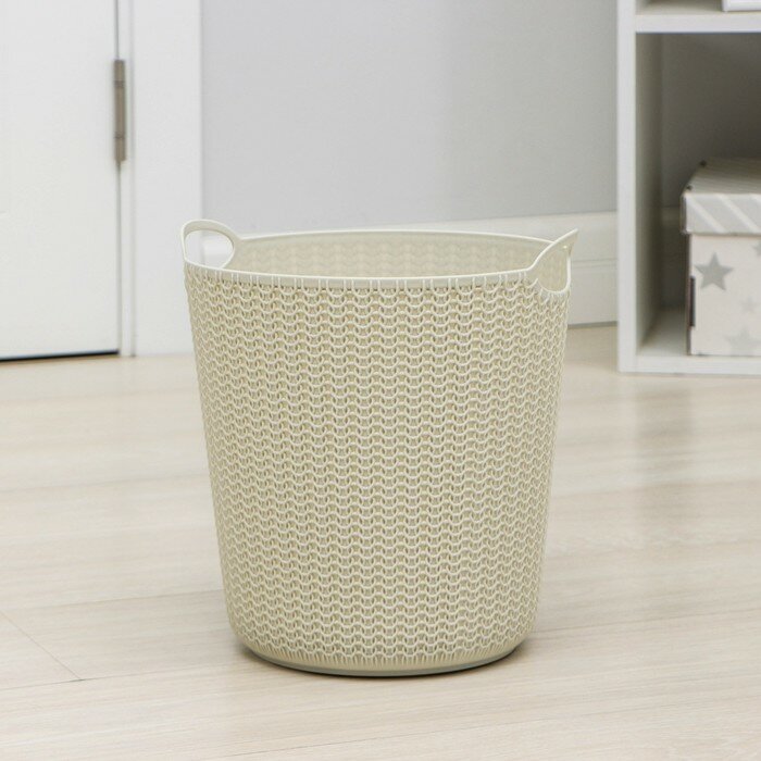 фото Корзина для бумаг «Вязание», 10 л, цвет белый