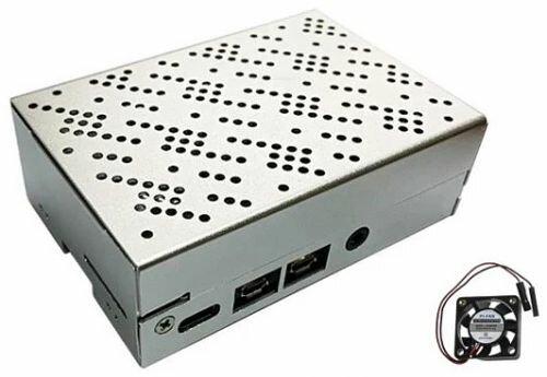Корпус Qumo RS046 Aluminium Case for Raspberry Pi 4 перфорированный вентилятор в комплекте