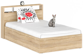 Кровать Камелия 1200, цвет дуб сонома, ШхГхВ 123,5х217х78,2 см., спальное место 1200х2000 мм., без матраса, основание есть
