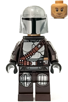 Минифигурка Lego The Mandalorian / Din Djarin / 'Mando' - Silver Beskar Armor, Jet Pack, Helmet with Top Lines sw1258