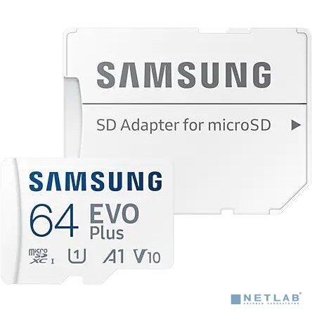 Samsung Карта памяти Micro SecureDigital 64Gb Samsung EVO Plus Class 10 MB-MC64KA/RU + adapter