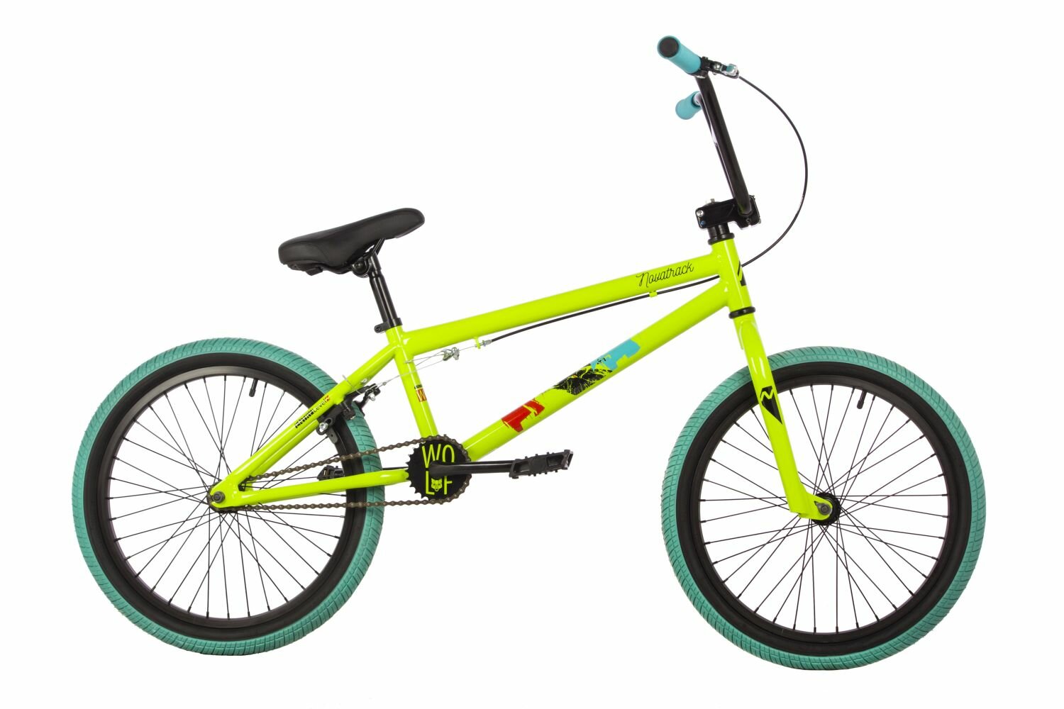 фото Велосипед Novatrack BMX Wolf 20" (2023) (Велосипед NOVATRACK 20" BMX WOLF сталь 21'', зеленый, U-BRAKE)