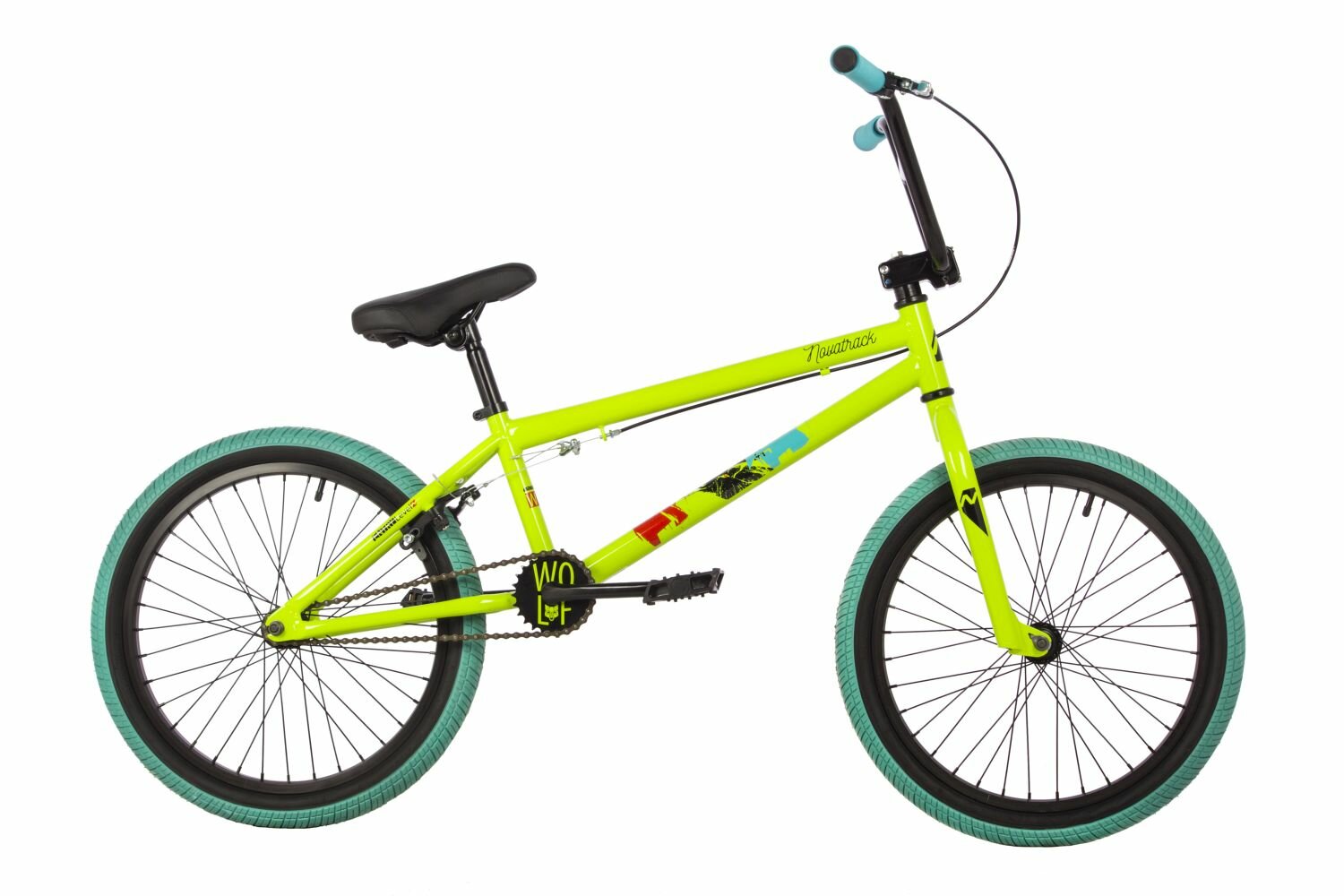 Велосипед Novatrack BMX Wolf 20" (2023) (Велосипед NOVATRACK 20" BMX WOLF сталь 21', зеленый, U-BRAKE)