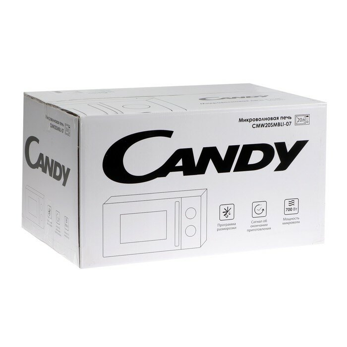 Микроволновая печь Candy CMW20SMBLI-07, 700 Вт, 20 л, 6 режимов, чёрная - фотография № 7