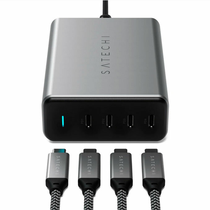 Сетевое зарядное устройство Satechi 165W PD Gan Charger Type-C, 4xUSB Type-C (PD), Серый ST-UC165GM-EU - фото №2