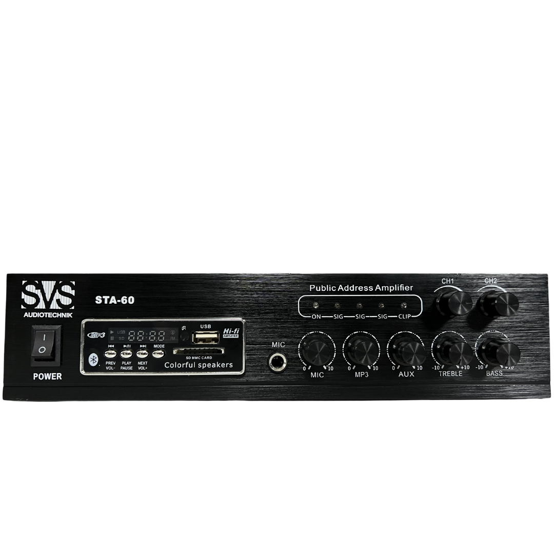 Трансляционный микшер-усилитель SVS Audiotechnik STA-60 мощность 60 Вт Блюуз FM радио 2 зоны MP3 плеер режим 100В