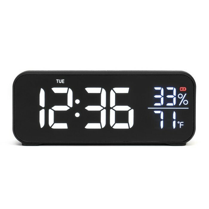 Часы электронные настольные: будильник, календарь, термометр, гигрометр 16.8 х 6.6 х 3.6 см - фотография № 3