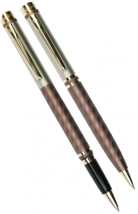 Pierre Cardin PC0824BP/RP Набор: ручка шариковая + роллер gamme pierre cardin, matte brown / silver gt