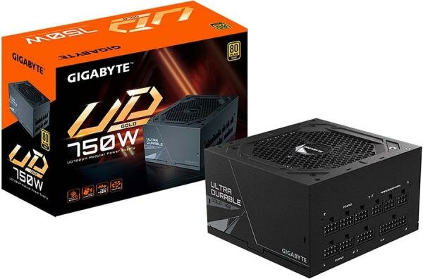 Блок питания Gigabyte 750W GP-UD750GM ATX12V 2.31 активный PFC 80 PLUS Gold 8x SATA 4x 6+2 pin PCIe 2x 4+4 pin CPU EPS12 отстегивающиеся кабели