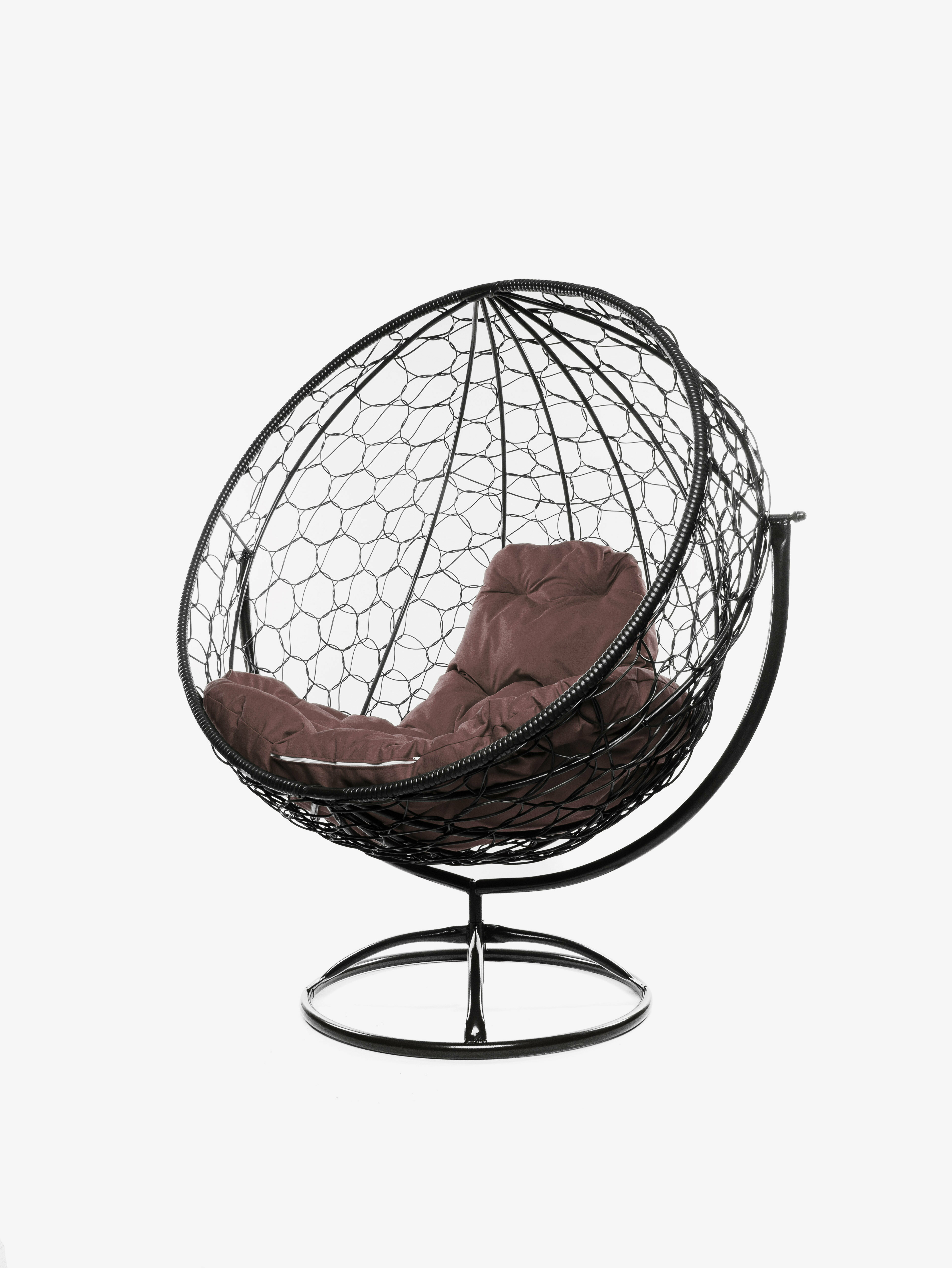 Кресло садовое вращающийся ротанг коричневый, коричневая подушка - фотография № 3