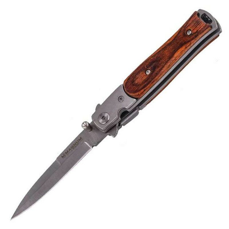 Boker Складной нож Magnum Stiletto сталь 440A, рукоять сталь/дерево (01YA101)