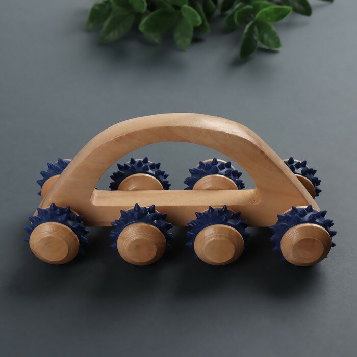 ONLITOP Массажёр с шипами «Гусеница», 15 × 6,8 × 6,5 см, универсальный, с ручкой, 8 колёс, деревянный - фотография № 5